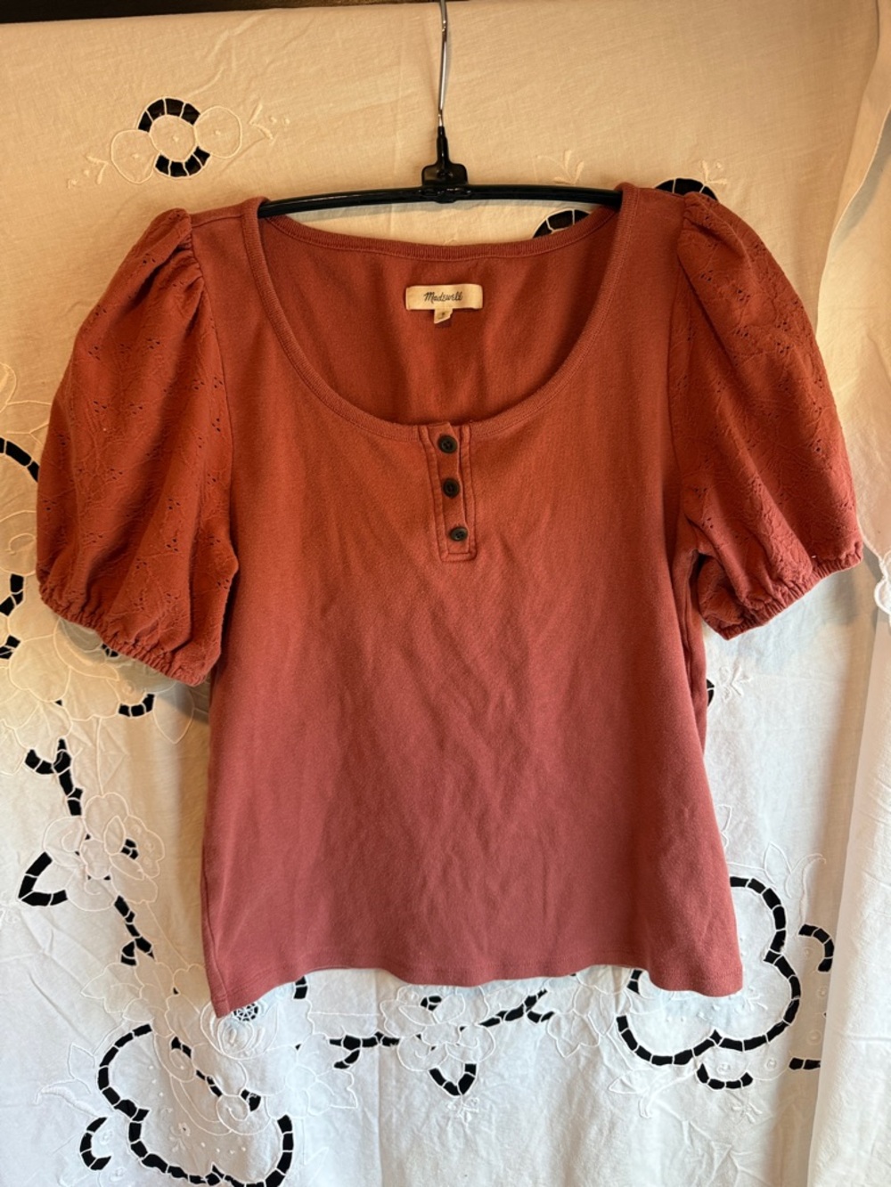 Madewell Rust Puff Sleeve Short Sleeve Tee